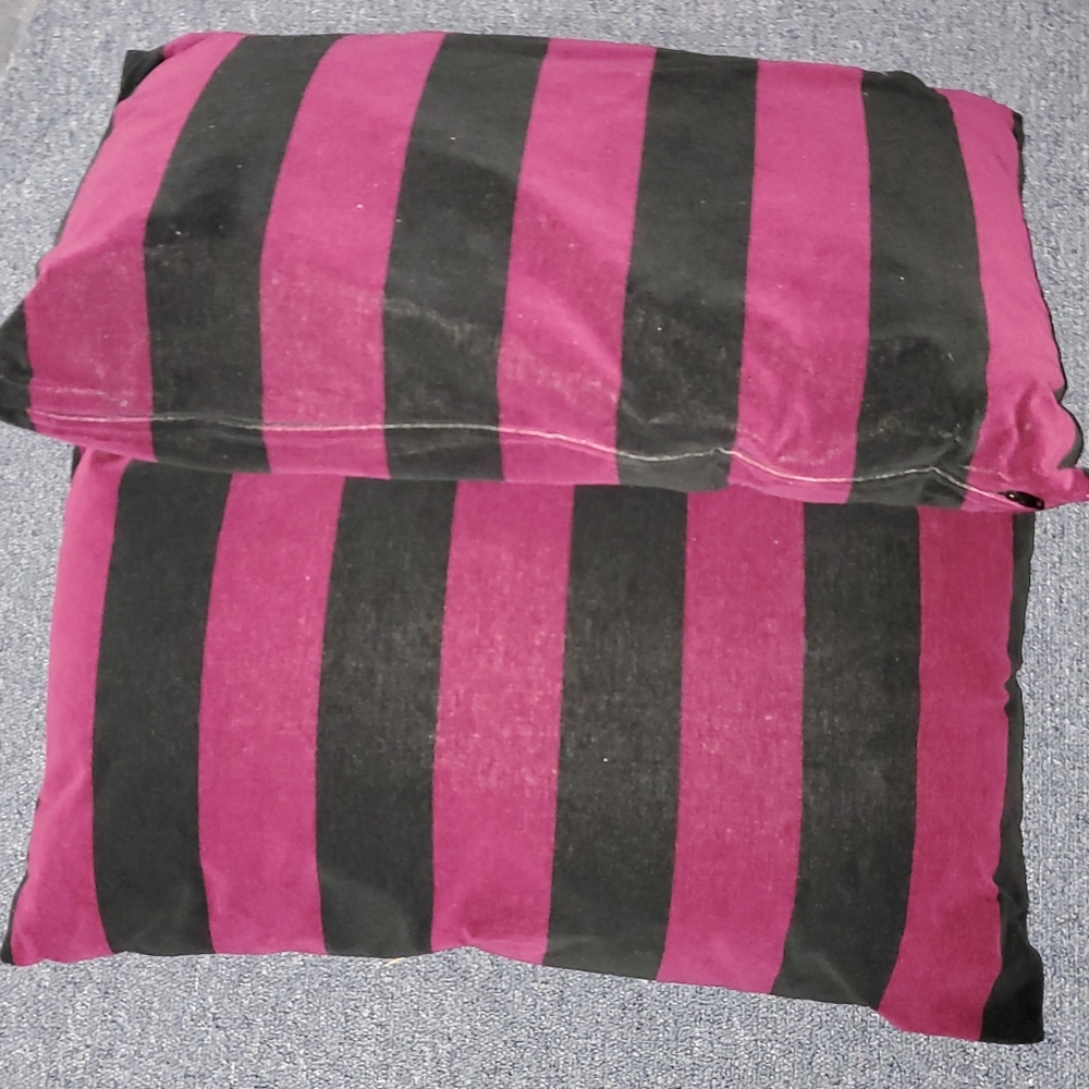 2 NATVIDE Maroon with Black Stripes cushion cover with insert 16" x 24"  New